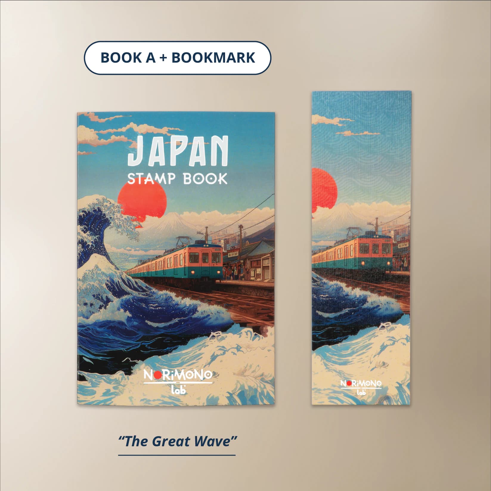 Book A with matching bookmark — The Great Wave