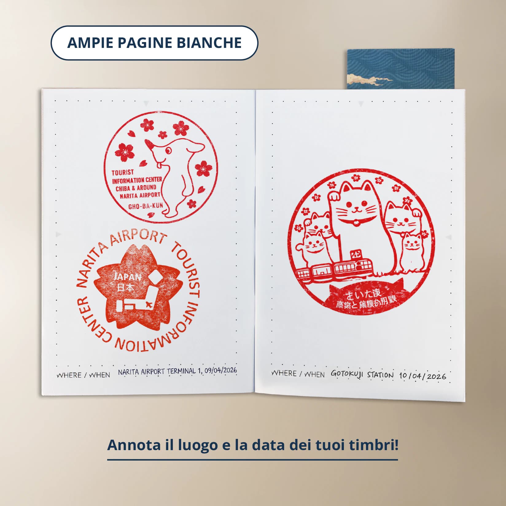 Japan Stamp Book cover and dotted pages