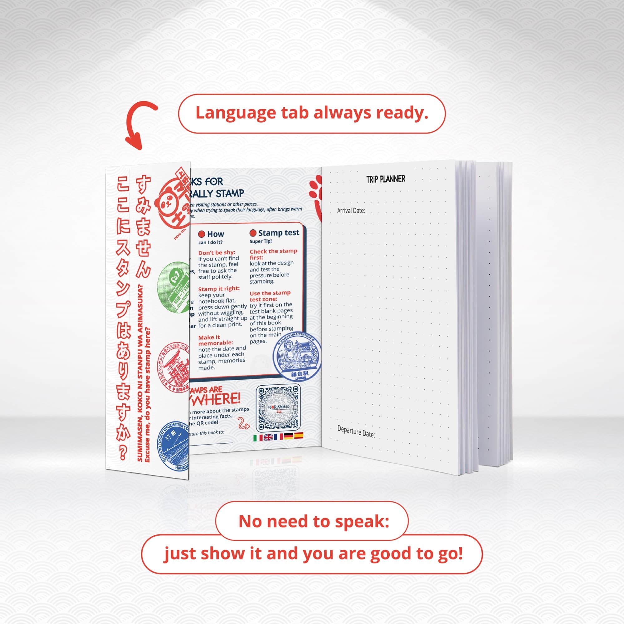 Flap with a Japanese phrase always at hand