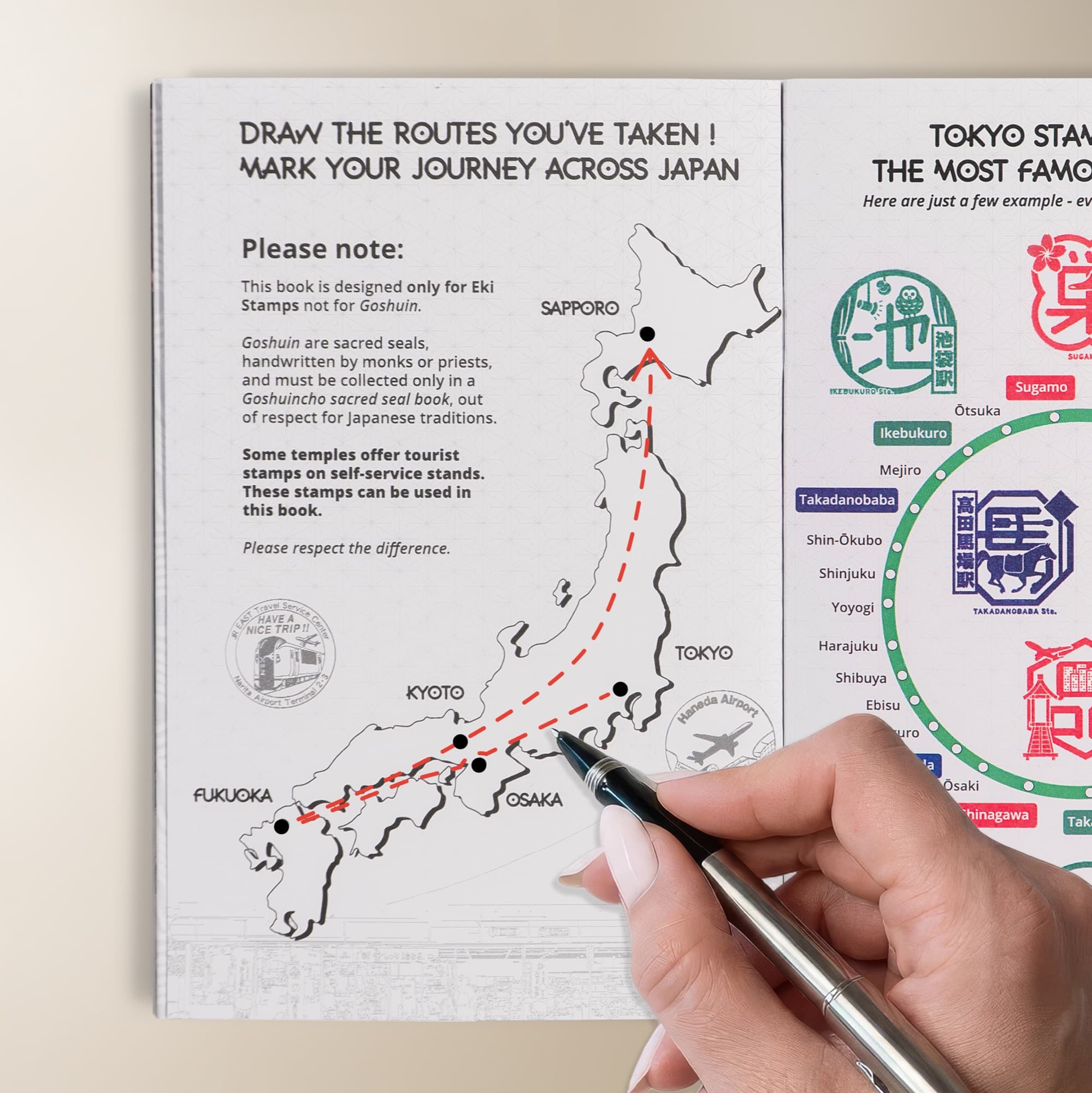 Track your itinerary on the map of Japan